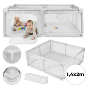 Kojec dla dziecka 140x200 cm suchy basen plac zabaw szary + torba ECOTOYS