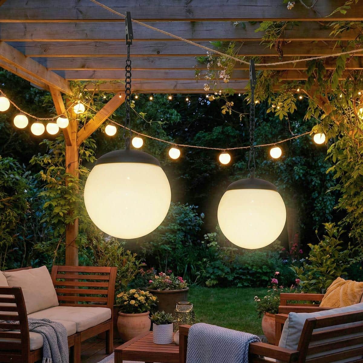 Lampa solarna plastikowa kula wisząca na klips 10x30cm kpl.2szt – zdjęcie 5