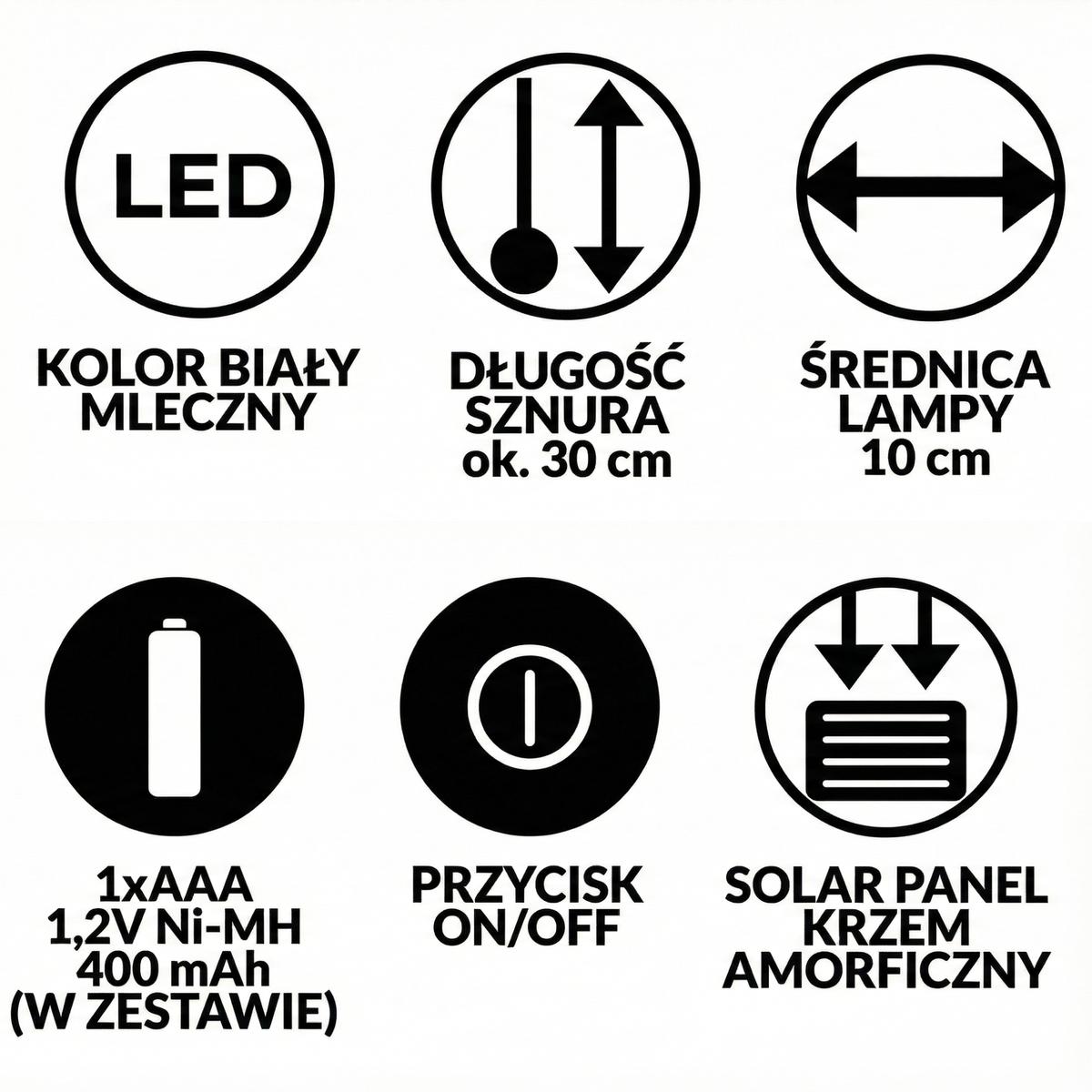 Lampa solarna plastikowa kula wisząca na klips 10x30cm kpl.2szt – zdjęcie 12