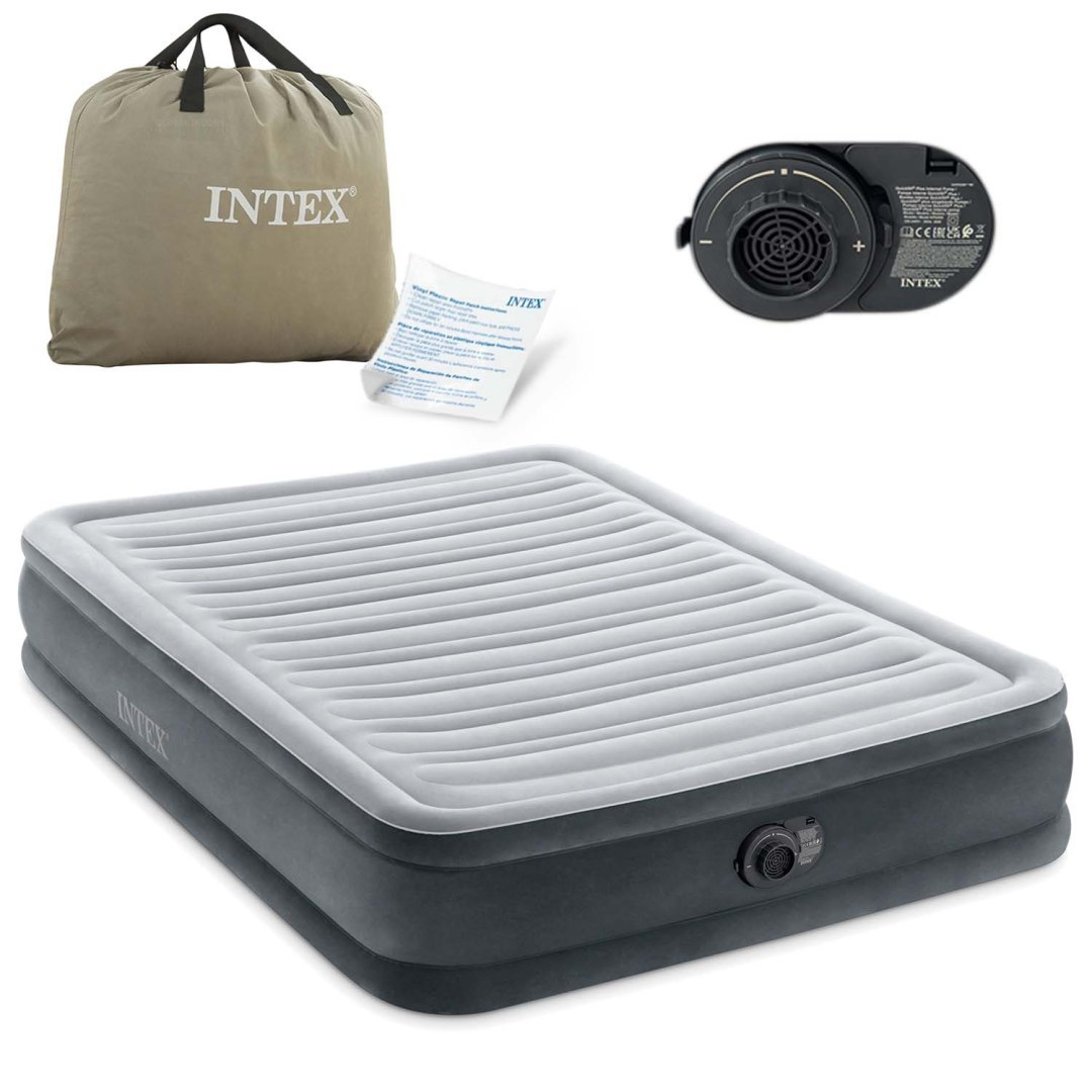 Materac łóżko do spania dwuosobowy z pompką automatyczną 191x137 cm INTEX 67768