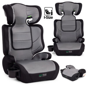 Fotelik samochodowy dla dzieci 2w1 podkładka i-SIZE wzrost 100-150 cm uchwyt na napoje ECOTOYS