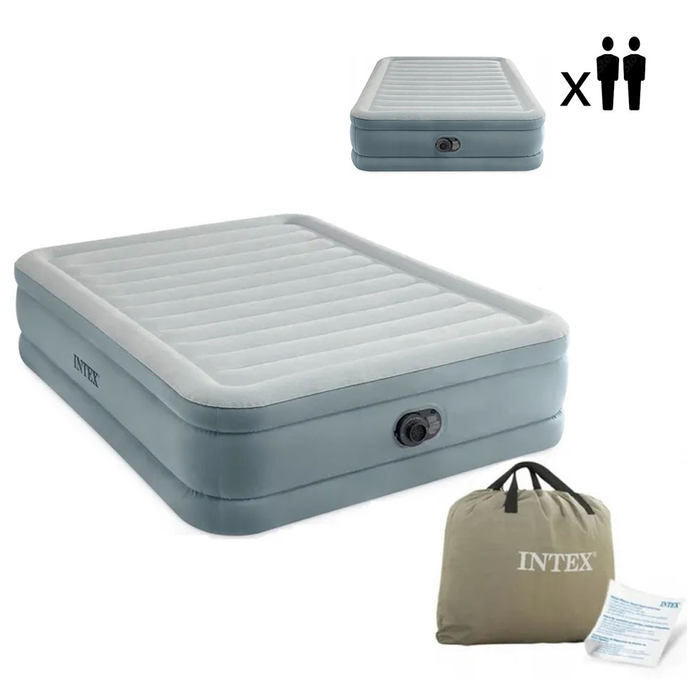 Materac dmuchany dwuosobowy 203x152x46 cm z wbudowaną pompką elektryczną INTEX 64824
