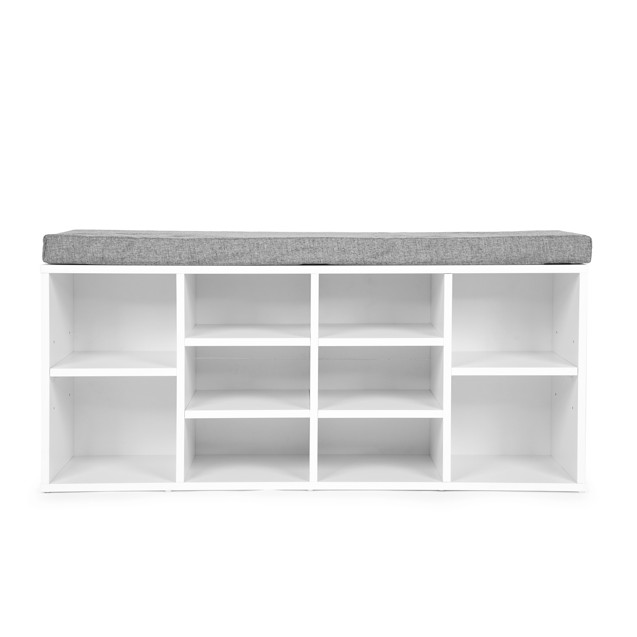 Szafka na buty z szarą poduszką 10 półek biała ModernHome - obrazek 2