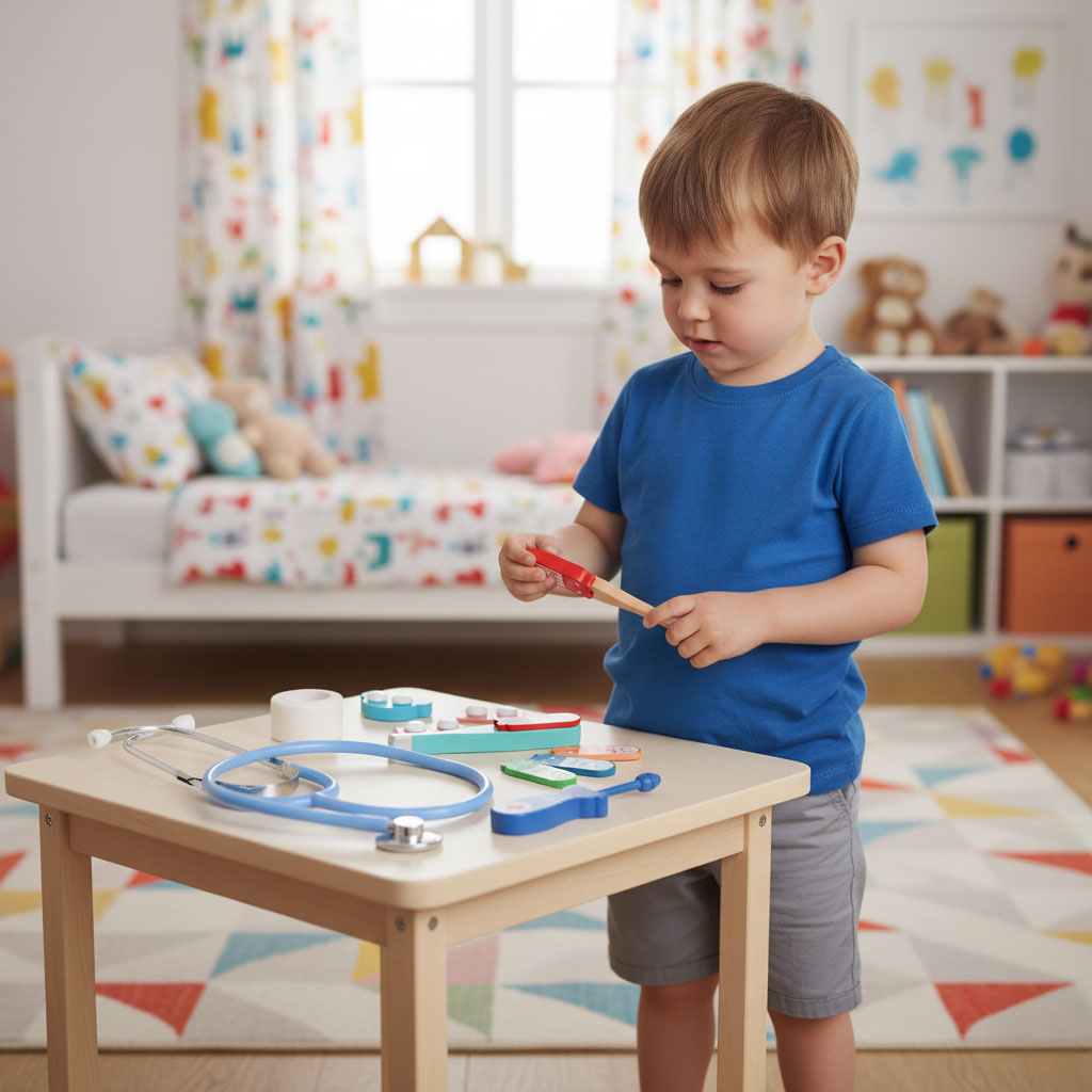 Drewniany zestaw małego lekarza torba medyczna dla dzieci 28 elementów ECOTOYS - obrazek 2