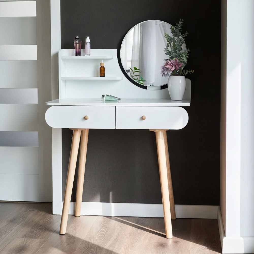 Duża nowoczesna toaletka kosmetyczna lustro półki ModernHome - obrazek 2