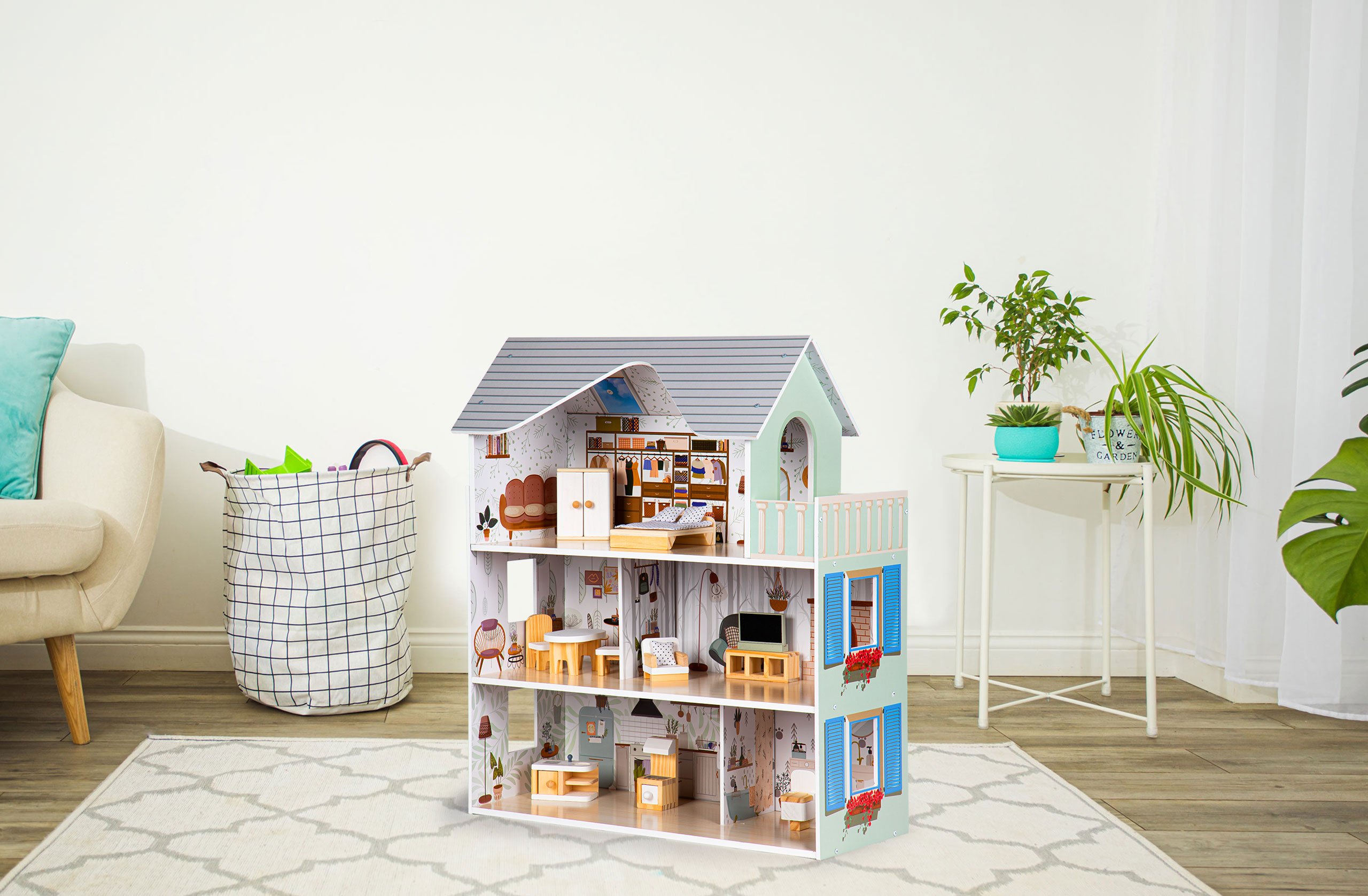 Domek dla lalek z meblami Rezydencja Emma ECOTOYS - obrazek 2