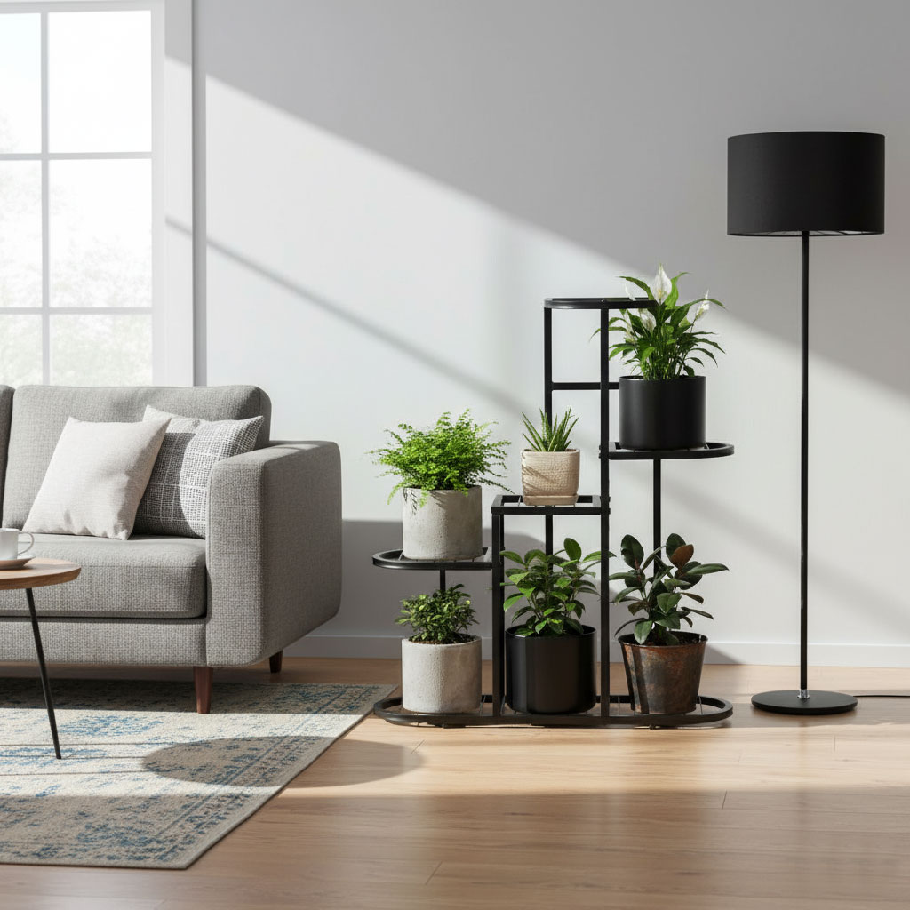 Kwietnik stojący stojak na kwiaty ozdoby 5 poziomów czarny ModernHome - obrazek 2