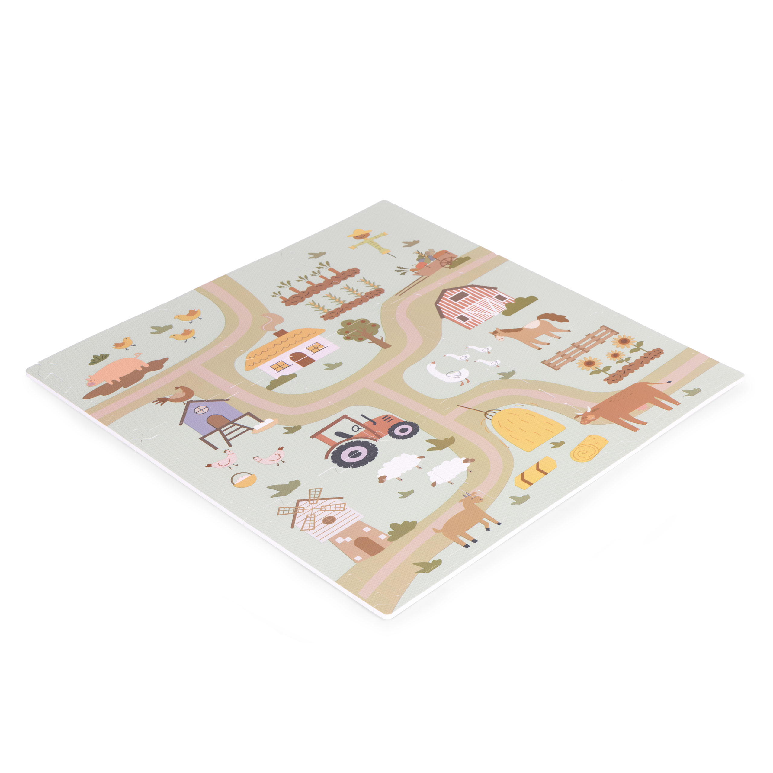Duża mata piankowa EVA dla dzieci farma 90,5x90,5 cm 21 elementów ECOTOYS - obrazek 3