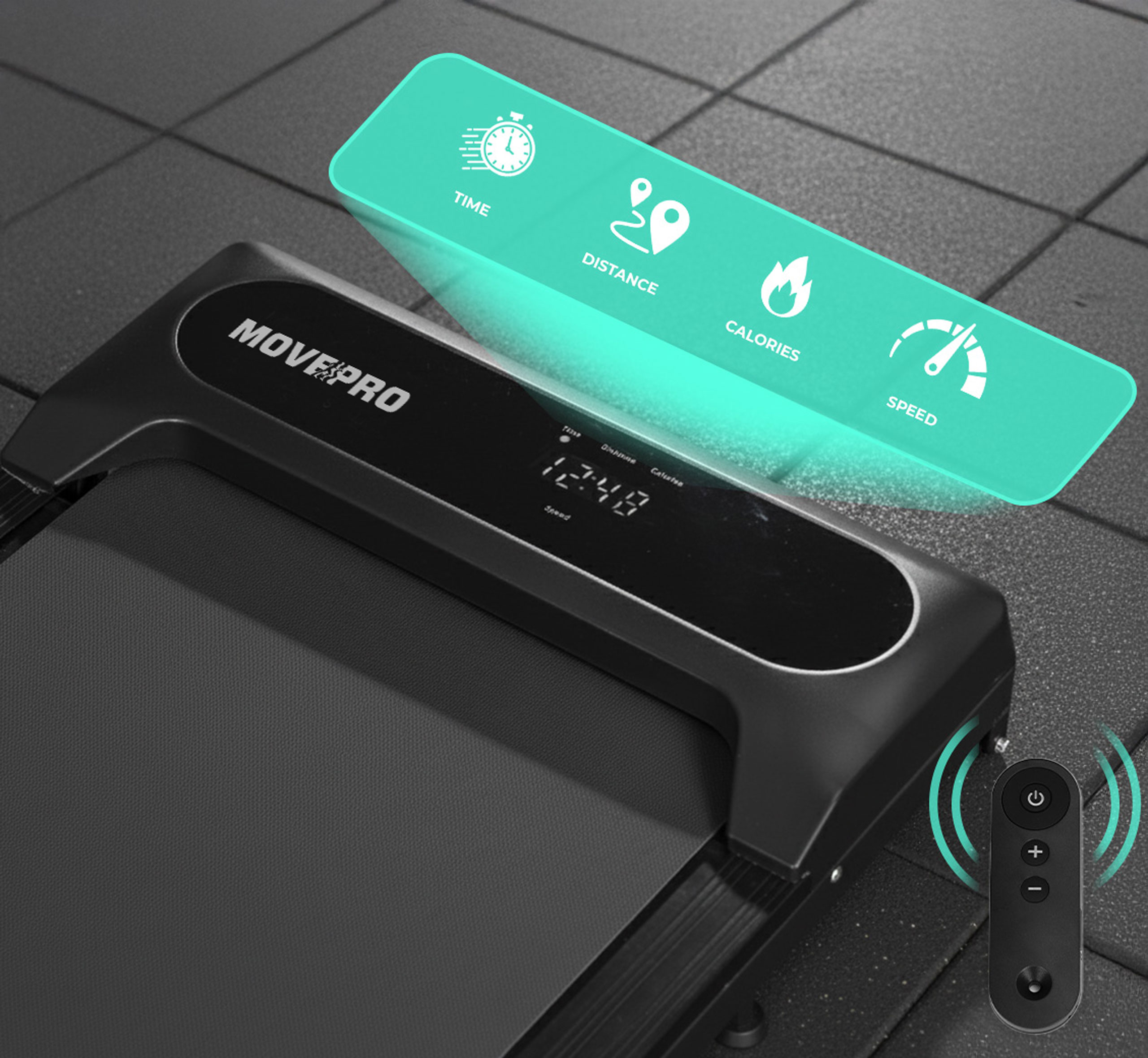 Bieżnia domowa z uchwytem elektryczna walking pad treningowy pod biurko 10 km/h MOVEPRO - obrazek 3