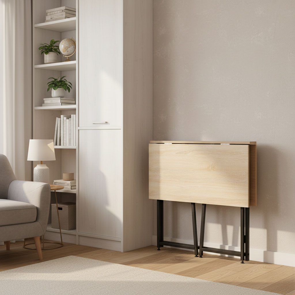 Biurko komputerowe składane 80x45 cm stolik pod laptopa loft jasny dąbModernHome - obrazek 3