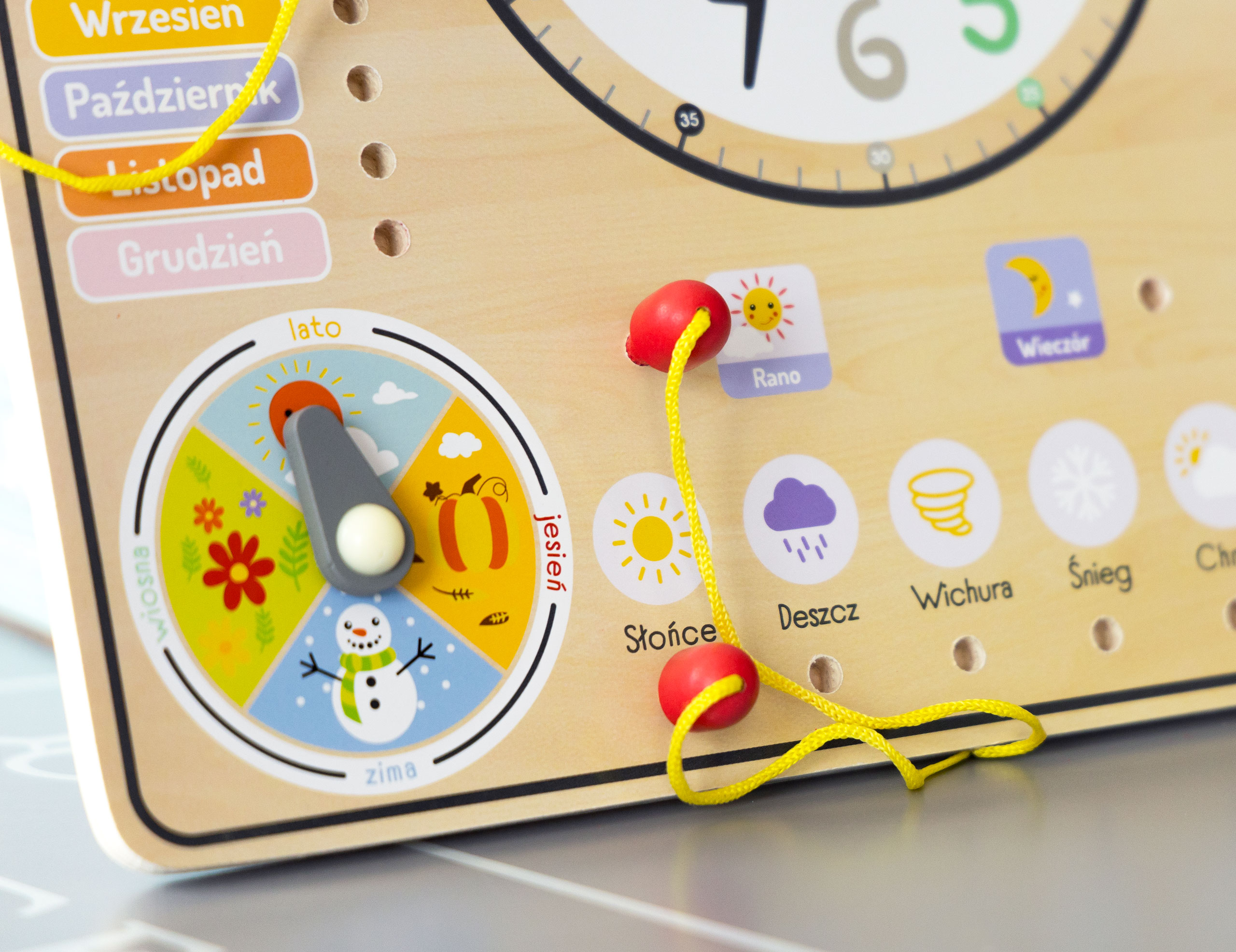 Drewniana tablica manipulacyjna kalendarz zegar ECOTOYS - obrazek 3