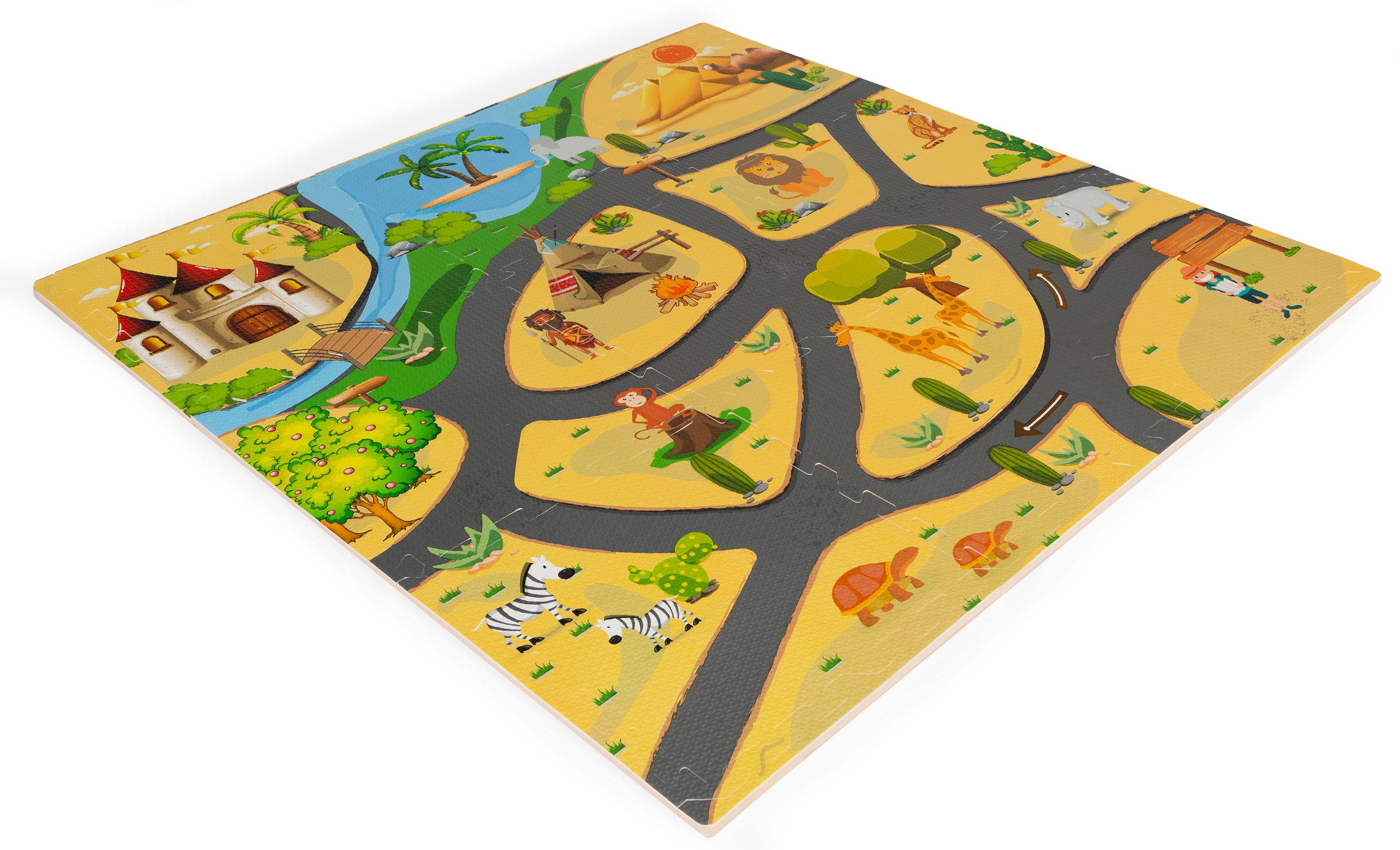 Mata piankowa dla dzieci puzzle safari 9el 93x93cm ECOTOYS - obrazek 3