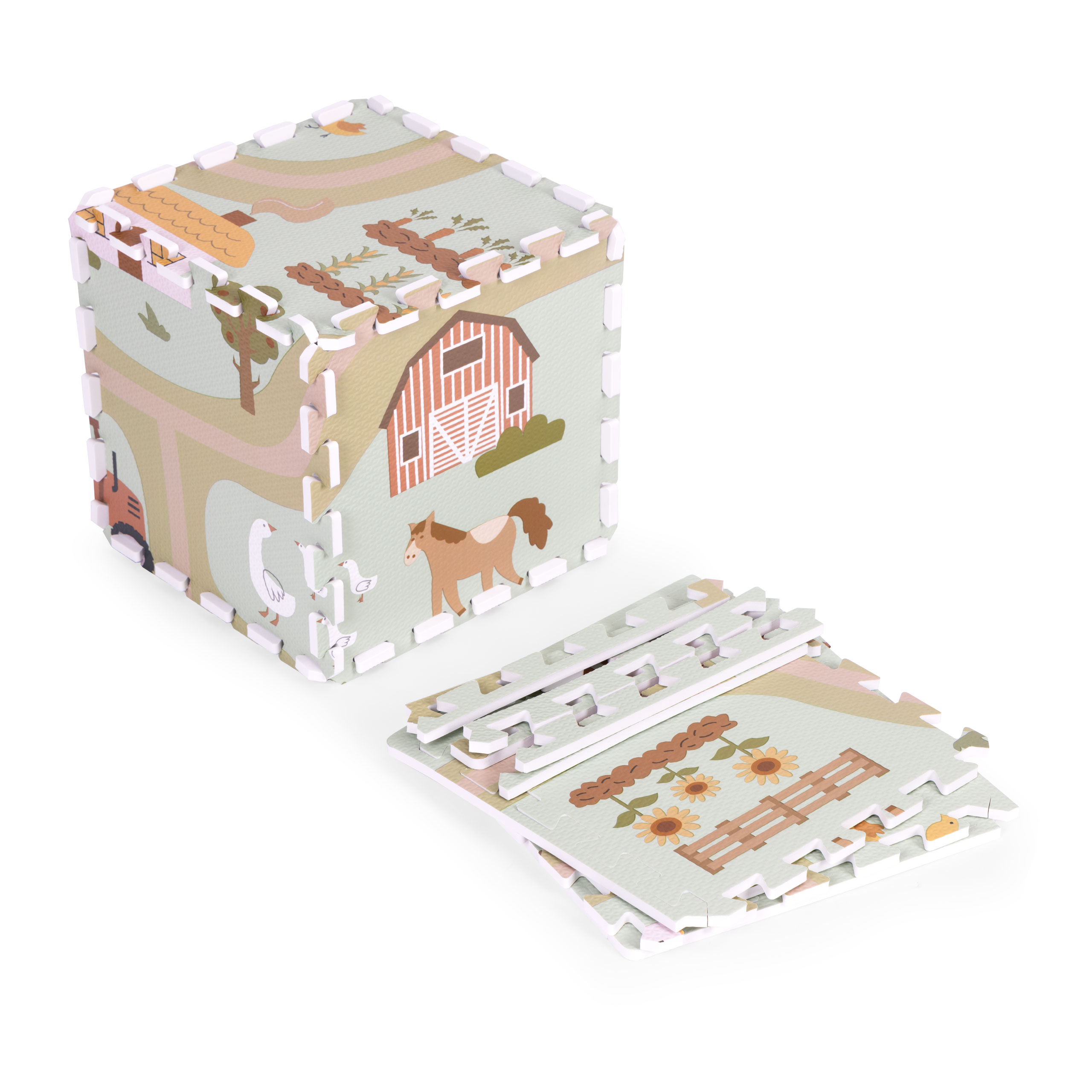 Duża mata piankowa EVA dla dzieci farma 90,5x90,5 cm 21 elementów ECOTOYS - obrazek 4