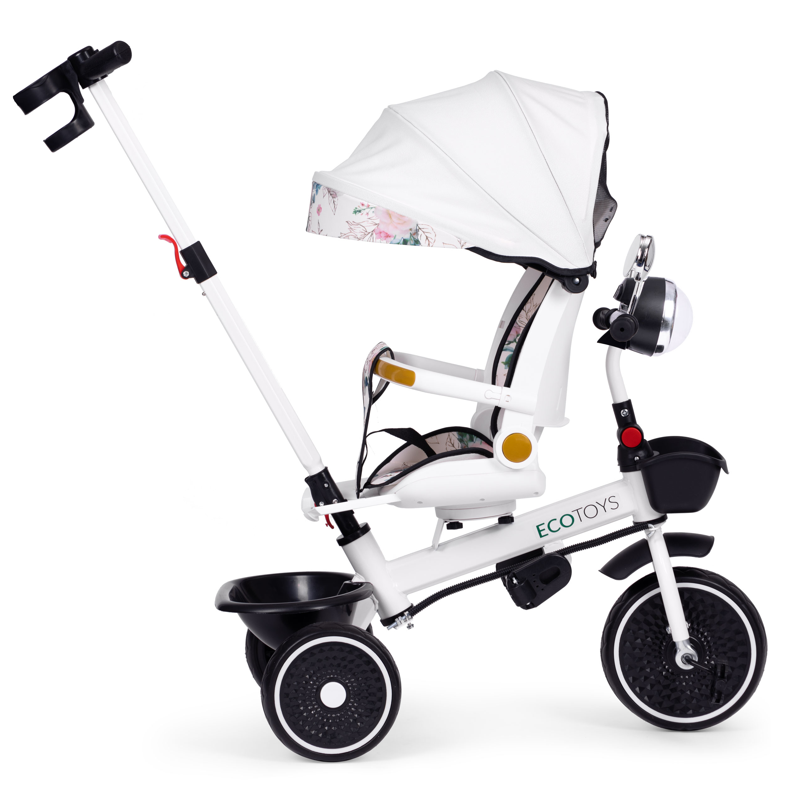 Rowerek trójkołowy dla dzieci spacerówka obracane siedzisko pchacz daszek ECOTOYS - obrazek 4