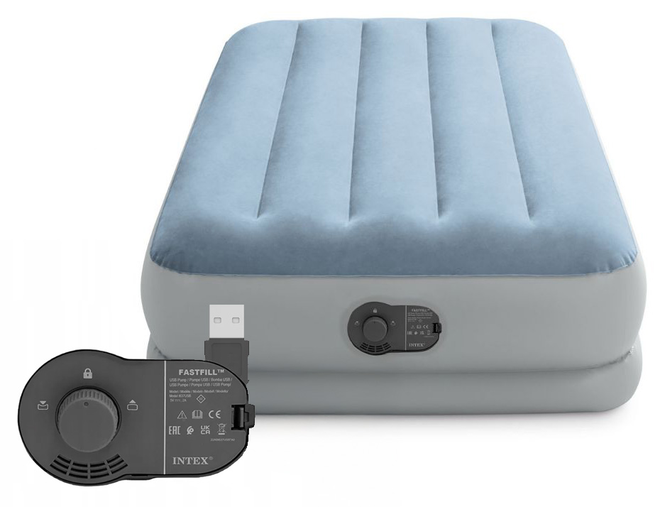 Materac dmuchany jednoosobowy 191x99x36 cm z wbudowaną pompką elektryczną USB łóżko INTEX 64157 - obrazek 4