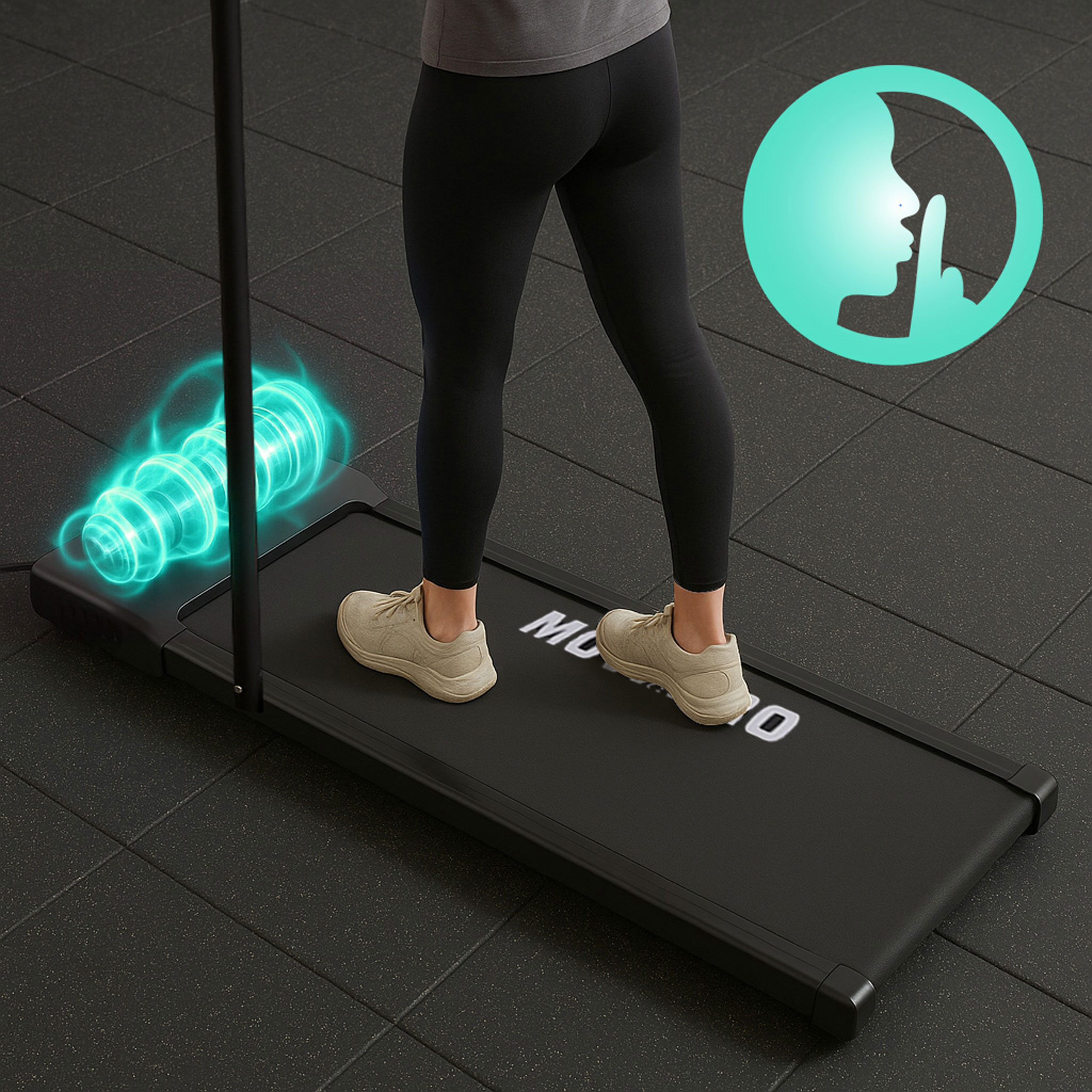 Bieżnia domowa z uchwytem elektryczna walking pad treningowy pod biurko 10 km/h MOVEPRO - obrazek 4
