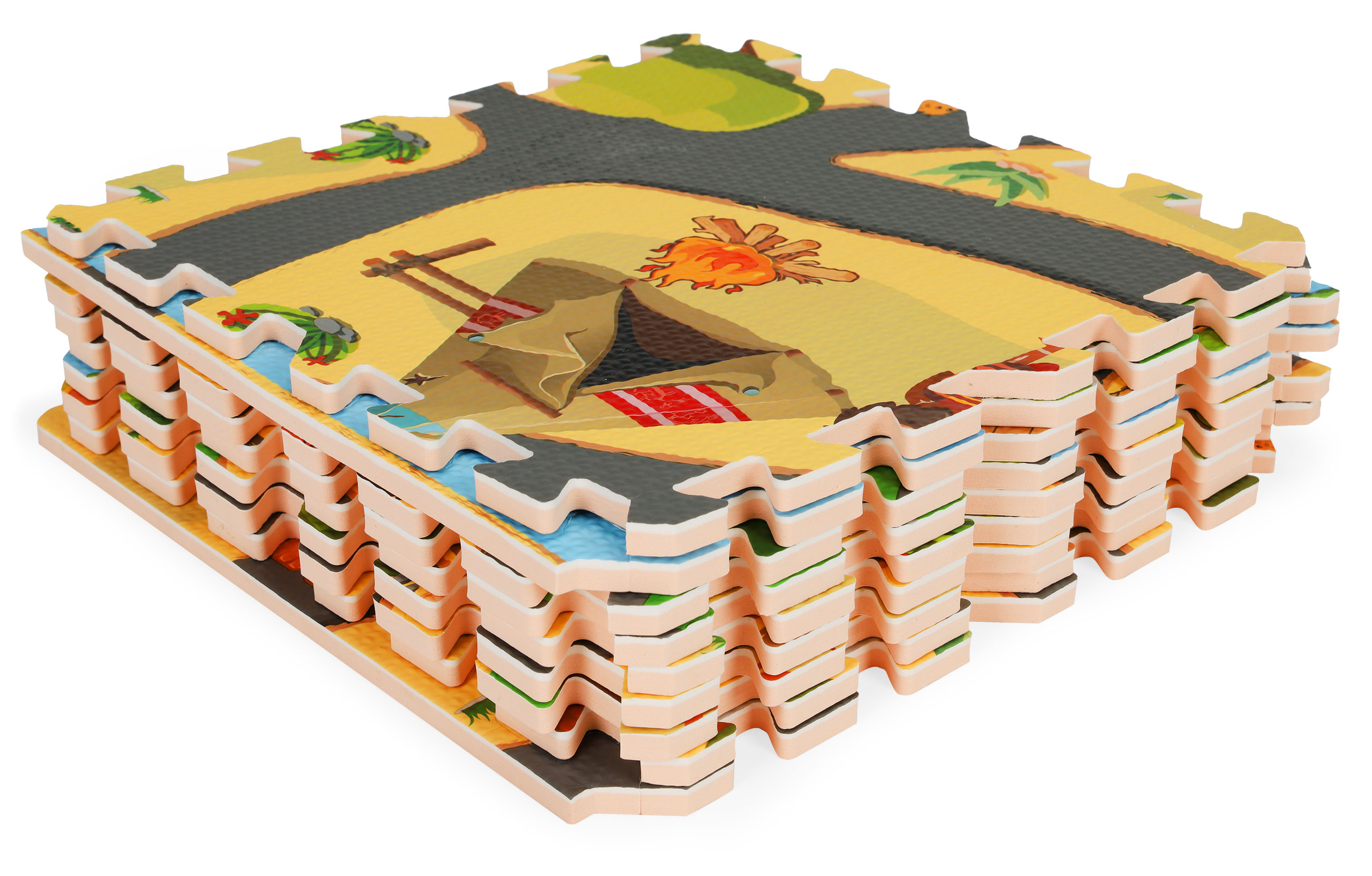 Mata piankowa dla dzieci puzzle safari 9el 93x93cm ECOTOYS - obrazek 4