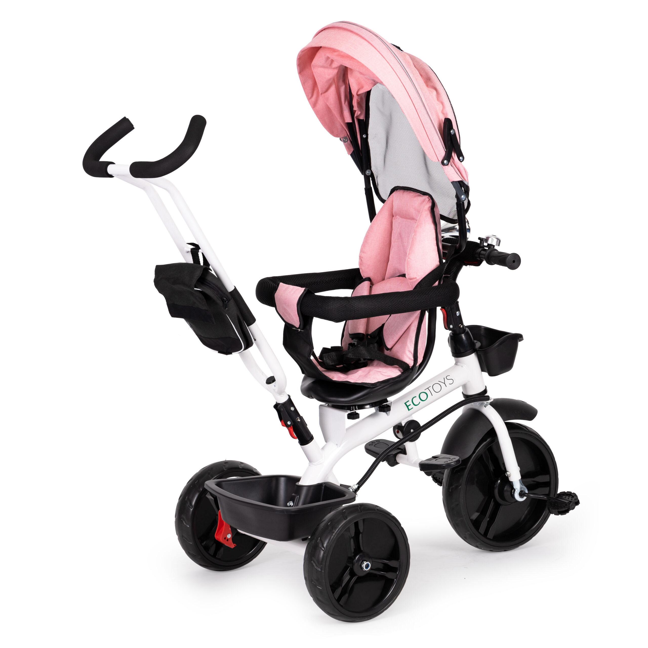 Rowerek trójkołowy spacerówka obracany fotelik 360* różowy ECOTOYS - obrazek 4